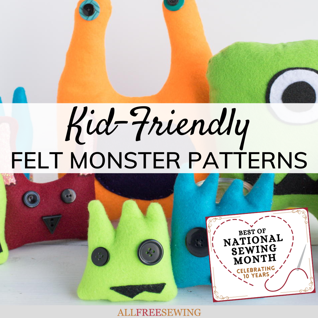 Kid-Friendly Felt Monster Patterns (Free PDFs!) | AllFreeSewing.com kid-friendly-felt-monster-patterns-free-pdfs-allfreesewing-com