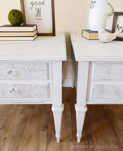 Light Grey Stenciled End Tables 