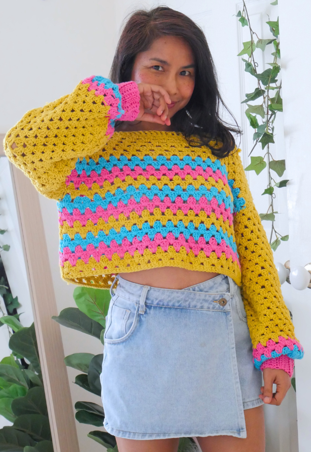 Granny Stripe Sweater | AllFreeCrochet.com