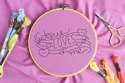 Jesus Loves Me Embroidery Design