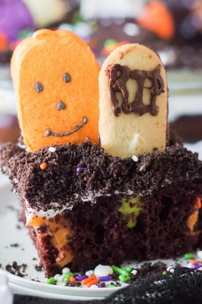 Spooky Graveyard Halloween Poke Cake