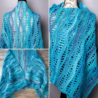 Turquoise Lakes Crochet Shawl