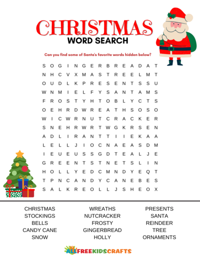Christmas Word Search (With Answers) - Free Printable PDF
