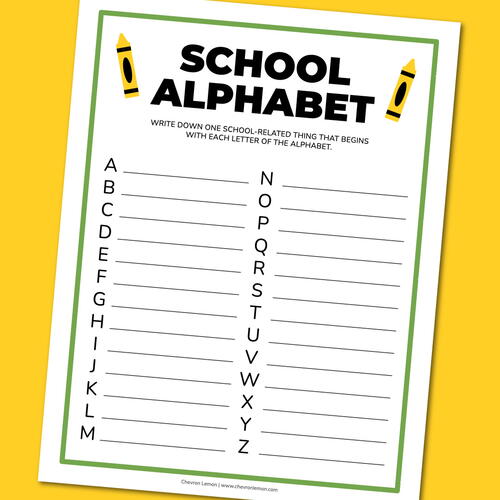 Printable School Alphabet Game