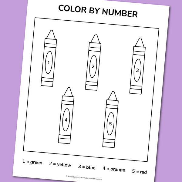 Printable Crayons Color By Number Page