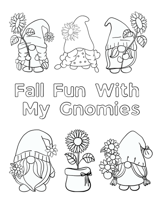 Fall Gnomes Coloring Pages