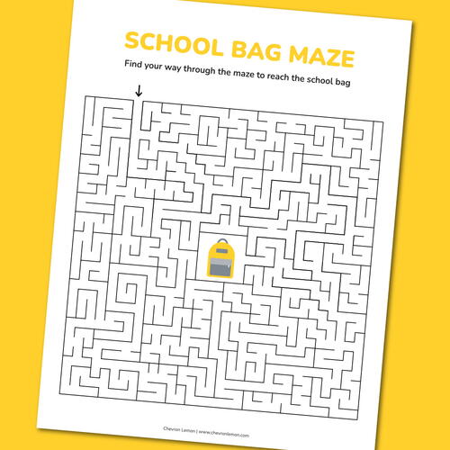 Printable School Bag Maze