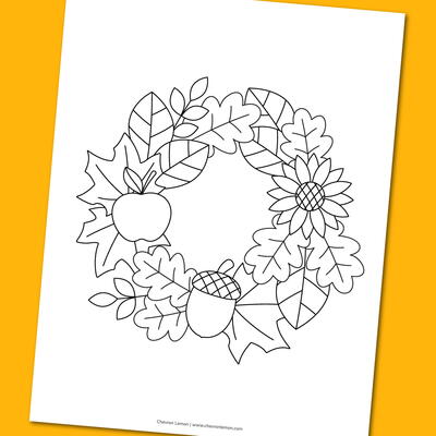 Printable Fall Wreath Coloring Page