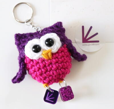 Crochet Owl Stitch Marker Keychain
