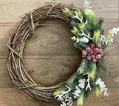 Farmhouse Style Winter Grapevine Wreath For The Holidays