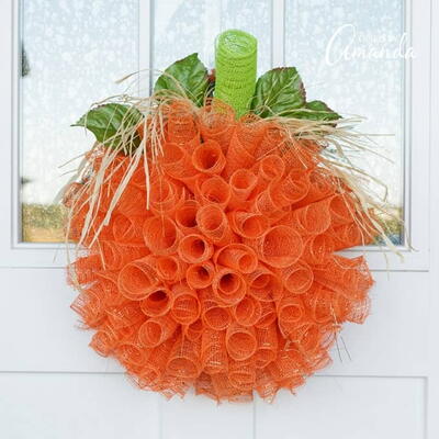 Deco Mesh Pumpkin Wreath