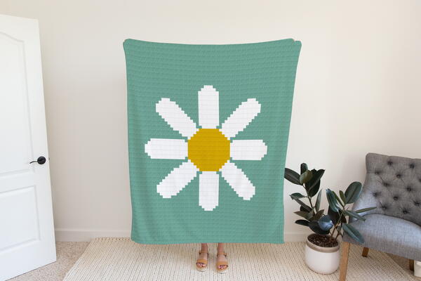 C2c Large Daisy Crochet Blanket