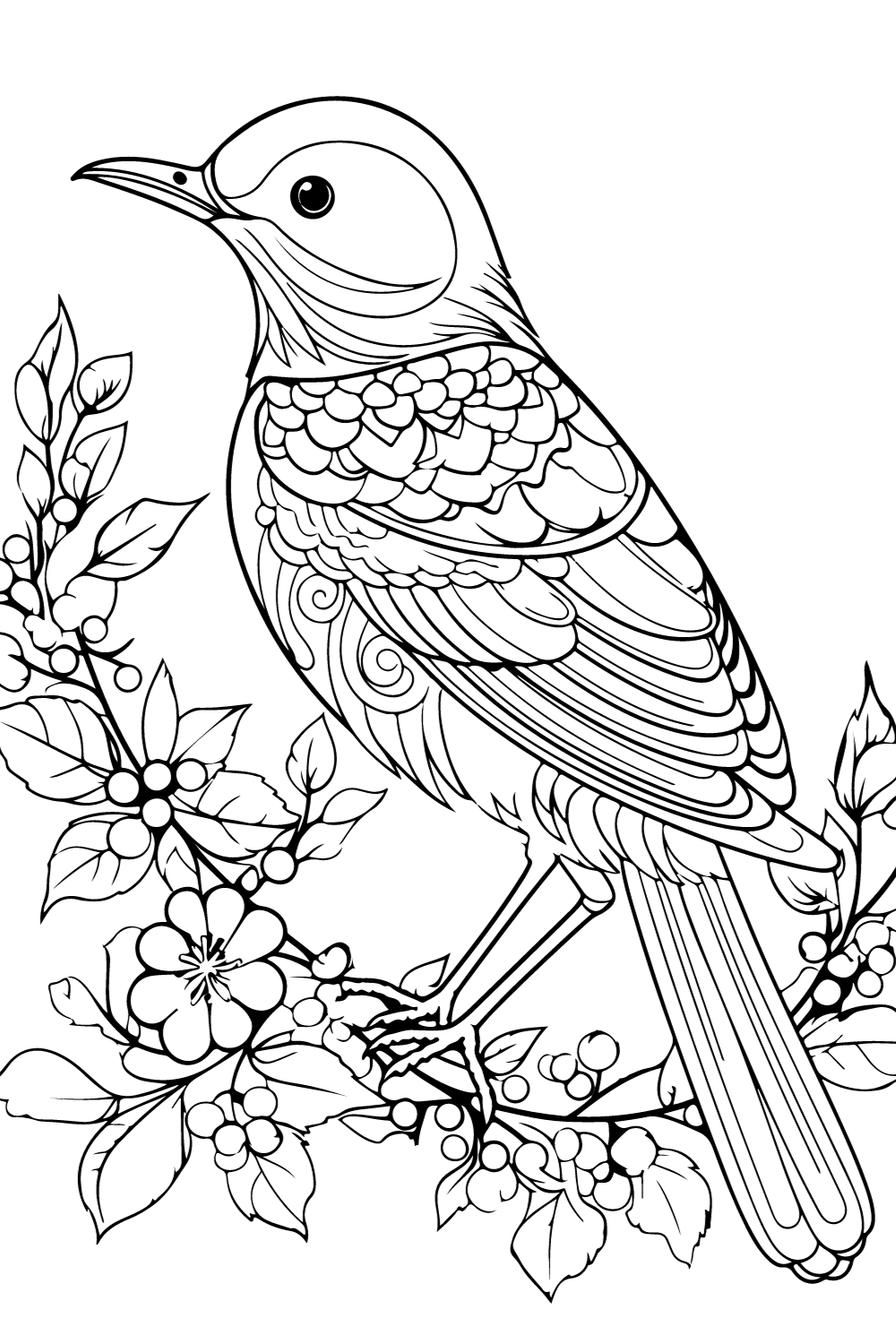 Printed Birds Theme Adult Coloring Books (12 Sheets)