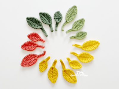 3 Sizes Crochet Leaf