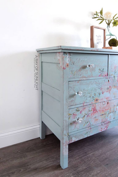 Light Teal Floral Dresser 