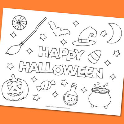 Free Printable Happy Halloween Coloring Page