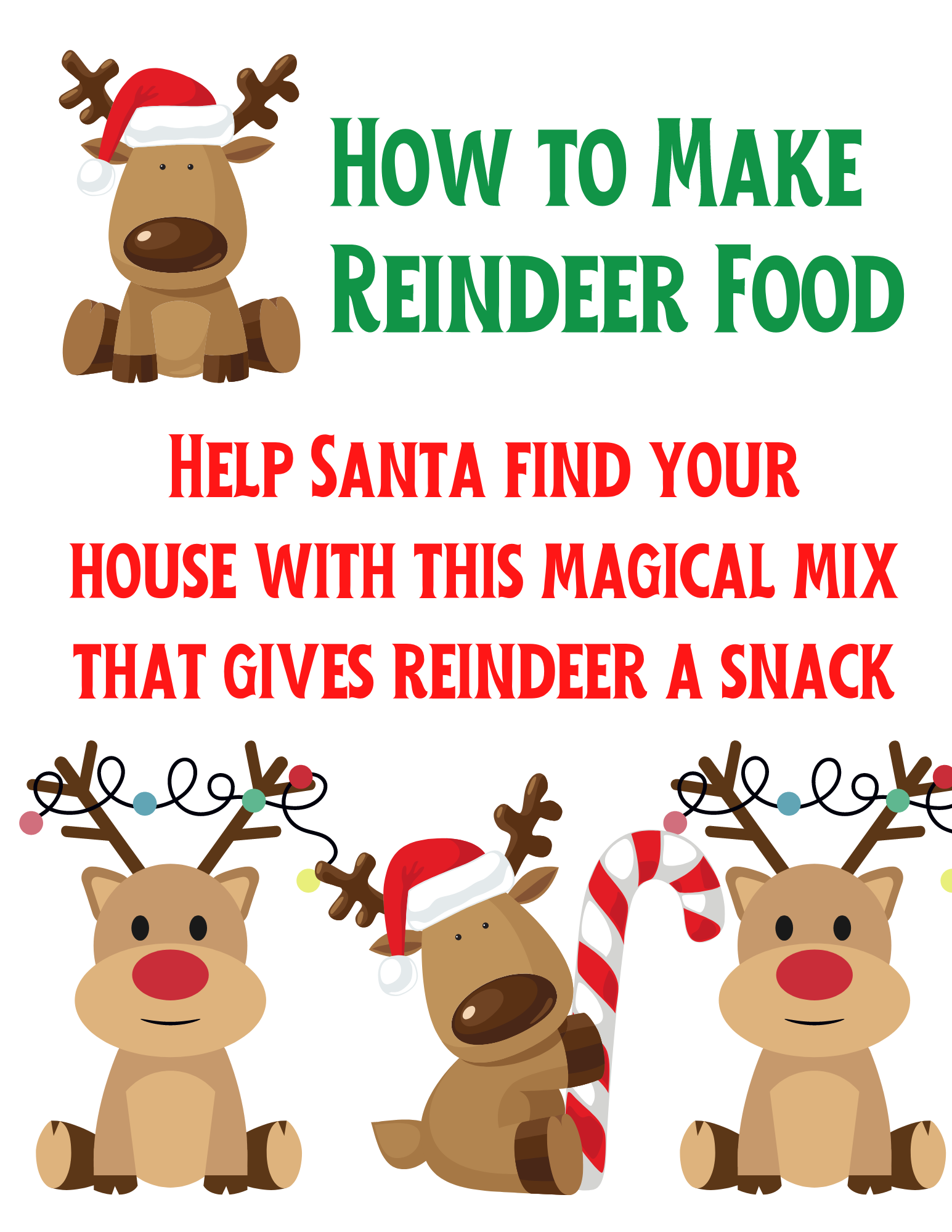 Free Magic Reindeer Food Printable Recipe & Topper | AllFreeChristmasCrafts.com for Magic Reindeer Food Labels Printable Free