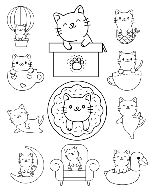 Cute Kitten Coloring Pages For Kids And Adults