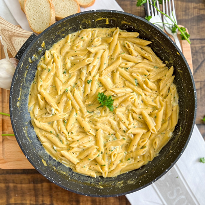 The Healthiest Creamy Garlic Pasta | Easy One-pan 20 Minute Recipe