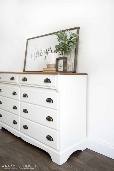 White Dresser With Wood Top