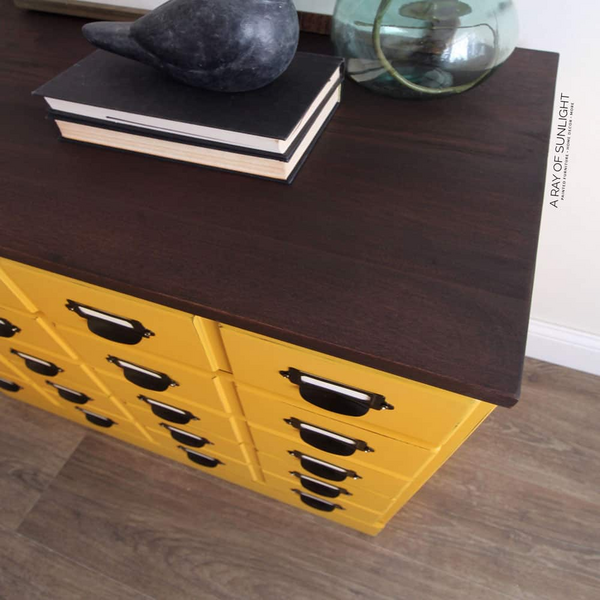 Yellow Faux Card Catalog Dresser