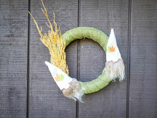 Dollar Store Gnome Wreath 