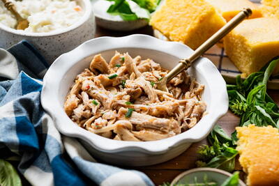 3-ingredient Slow Cooker Pulled Chicken