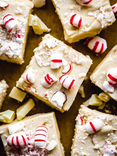 Holiday White Chocolate Peppermint Fudge