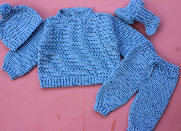 Winter Season Cozy Baby Sweater - Pants Full Set Pattern