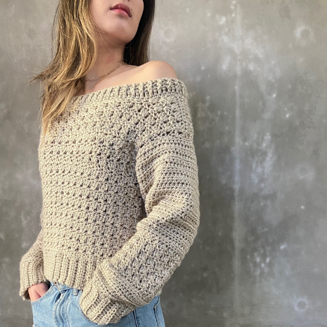 The Wide Shoulder Crochet Sweater