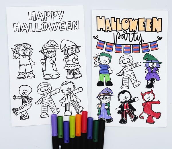 Halloween Coloring Cards