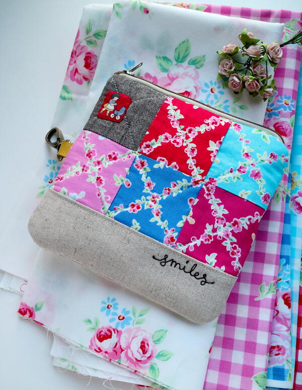 Waves Patchwork Zipper Pouch main image 1