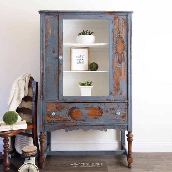 Milk Painted Hutch In Blue