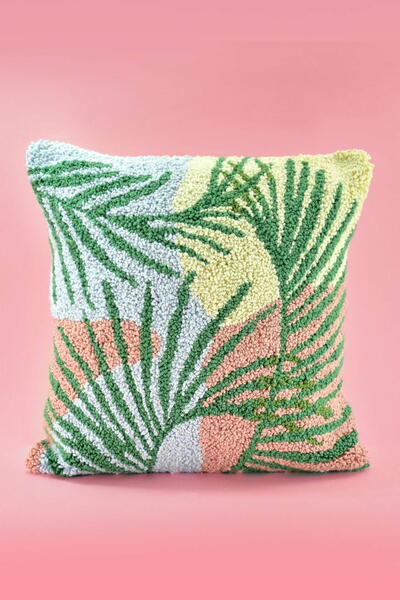 Palm Punch Needle Pillow