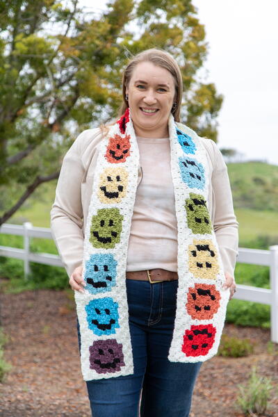 C2c Rainbow Emoji Crochet Scarf Pattern