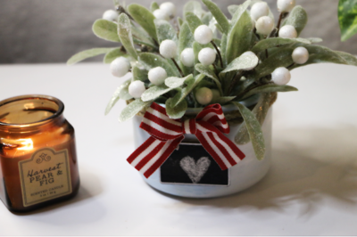 Upcycled Winter Floral Candle Jar Display