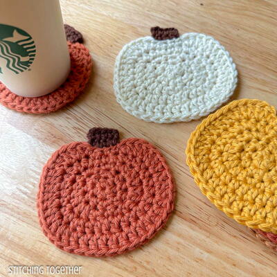 Fall Pumpkin Crochet Coasters
