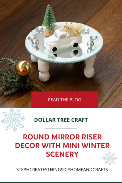 Dollar Tree Hack: Round Mirror Riser Decor With Mini Winter Scenery