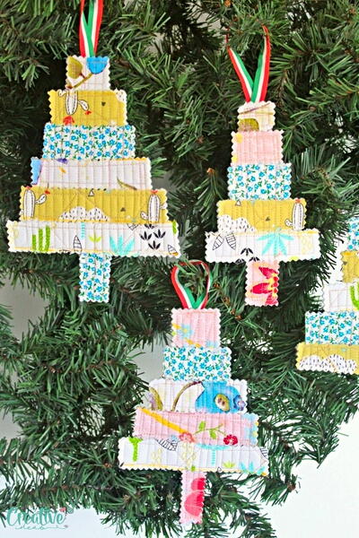 Scrappy Quilted Christmas Ornaments