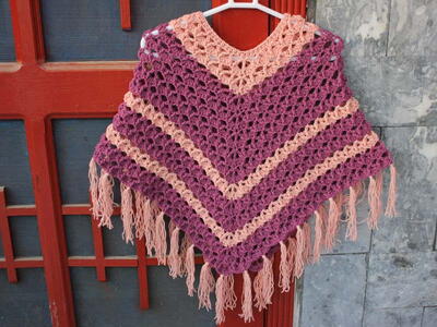 Crochet Poncho -capshawl With Fringe - New Pattern For Girls Easy Poncho Or Capshawl