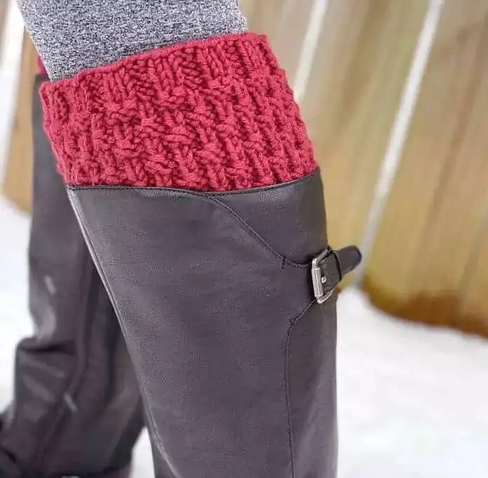 Basket Weave Boot Cuffs | AllFreeKnitting.com