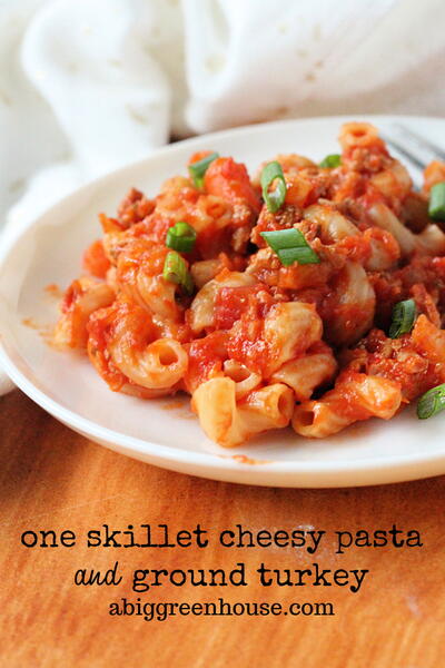 One Skillet Cheesy Pasta And Ground Turkey