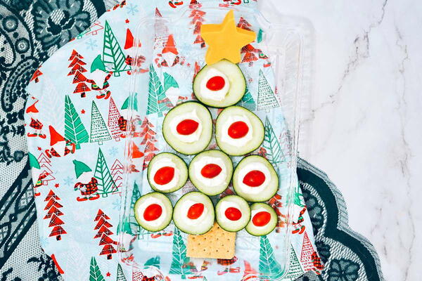 Cute Cucumber Tree Christmas Appetizer