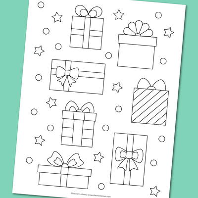 Colourable Box Gift Boxes Coloring Page | AllFreeKidsCrafts.com
