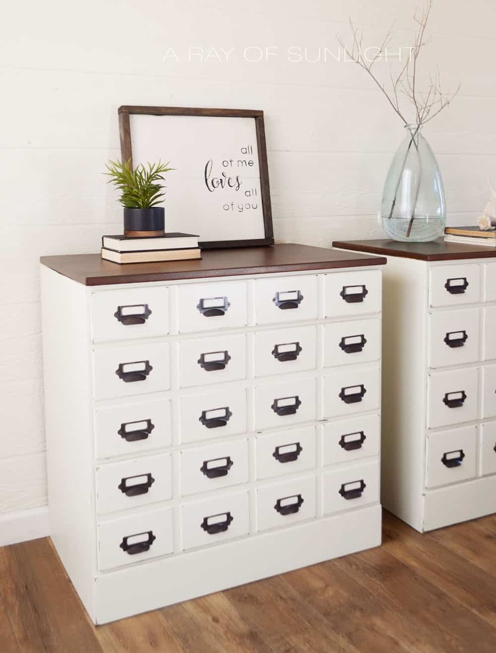 White Card Catalog Dresser