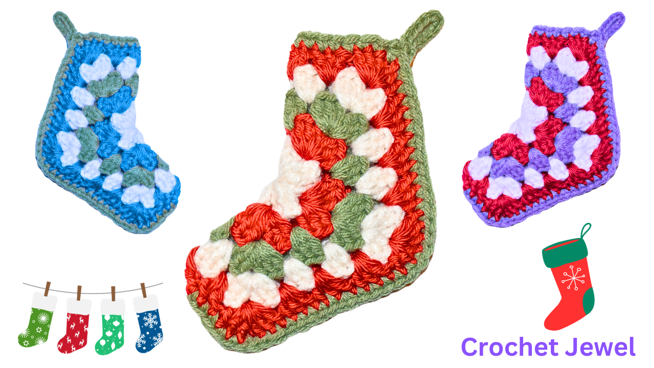 How To Crochet An Easy Granny Square Christmas Stocking Pattern