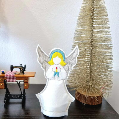 Christmas Angel Led Candle Embroidey In The Hoop