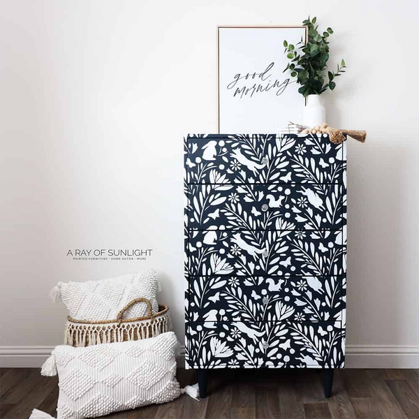 Navy Stenciled Dresser