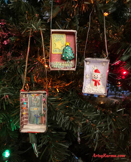 DIY Christmas Ornaments Out Of Recycled Matchboxes