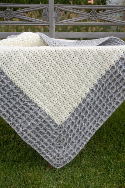 Waffle Stitch Border Crochet Blanket